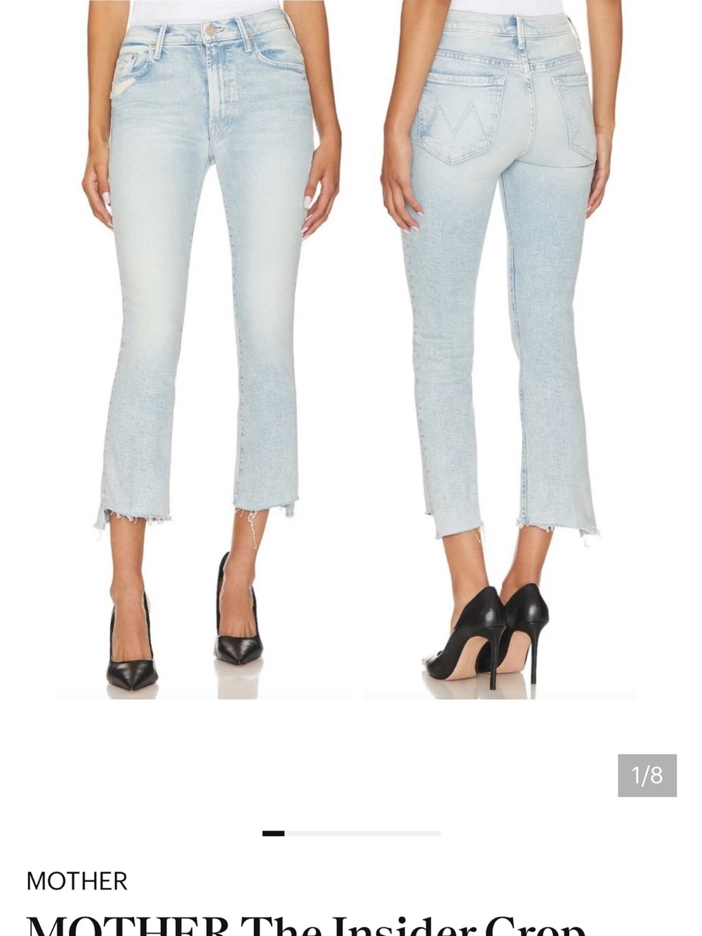 MOTHER The Insider Crop Step Fray — Light Wash Blue